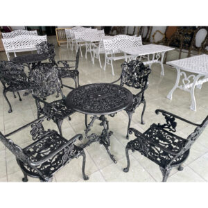 Aunchisa Alloy ชุดสนามองุ่น 4 ที่นั่ง สีดำขีดเทา