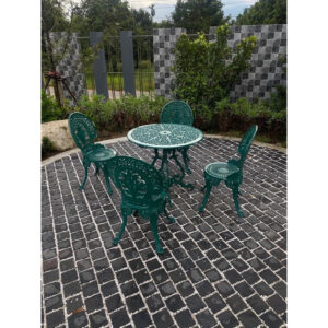 ชุดเฟอร์นิเจอร์สนามอัลลอย สีเขียววินเทจ ขนาดโต๊ะ 80x80x70 ซม.