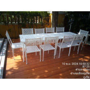 ชุดสนาม Premium White Collection โต๊ะอัลลอยด์ 10 ที่นั่ง