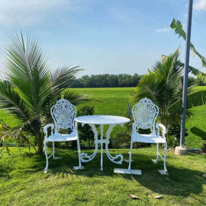 ชุดสนามอัลลอย 2 ที่นั่ง สีขาว สำหรับวางกลางแจ้ง