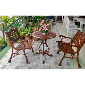 Choco Classic ชุดสนามจิบกาแฟ 2 ที่นั่ง อัลลอยวินเทจ สีน้ำตาลเข้ม